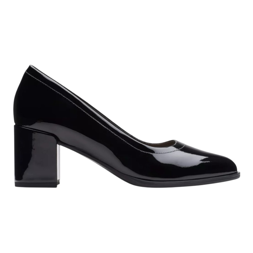 Freva 55 Court Shoes – Black Patent Leather with Block Heel